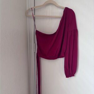 Likely One Shoulder Kristy Top in Ruby